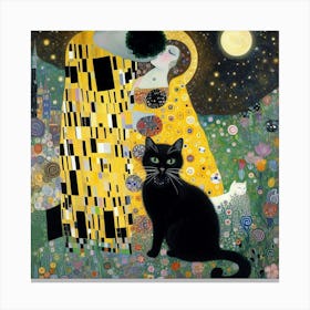 gustav klmit black cat and the kiss Canvas Print
