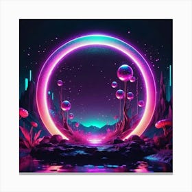 Neon Fantasy Scene Canvas Print