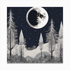Moon And Forest  Canvas Print