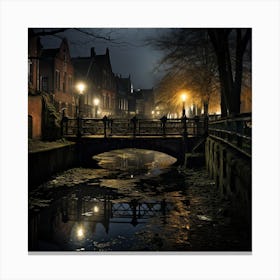 Night On The Canal Canvas Print