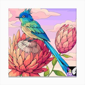 Bird On A Flower 1 Canvas Print