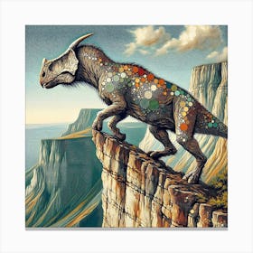 Dinosaur On Cliff Canvas Print