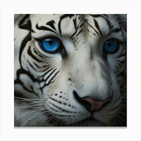 White Tiger With Blue Eyes Canvas Print