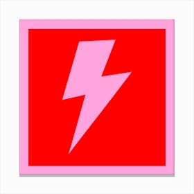 Lightning Bolt Pink and Red Square Canvas Print