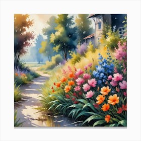 A Watercolor Painting Of Floral Landscape Art Print Canvas Print