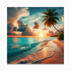 The Lonely Palm Tree Beach Canvas Print