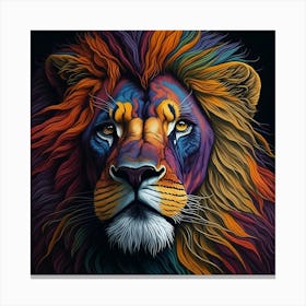 Multi Coloured Lion's Face Canvas Print