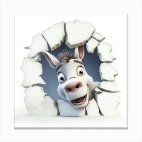 Donkey Peeking Through A Hole Canvas Print