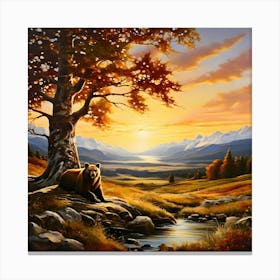 Bear At Sunset Canvas Print