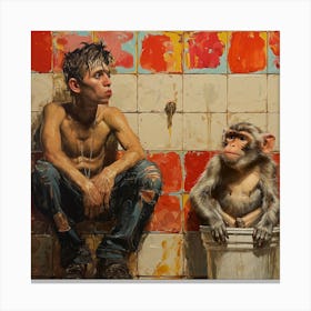 'The Monkey And The Man' Canvas Print