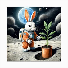 Rabbit On The Moon 7 Canvas Print