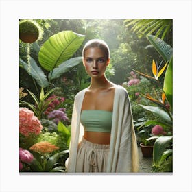 Woman In A Garden Canvas Print