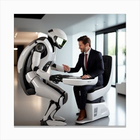 Robot And Businessman Canvas Print