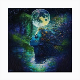 Moon And The Water Canvas Print