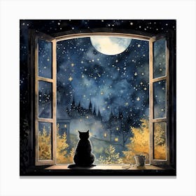 Cat Looking Out Of Window Canvas Print