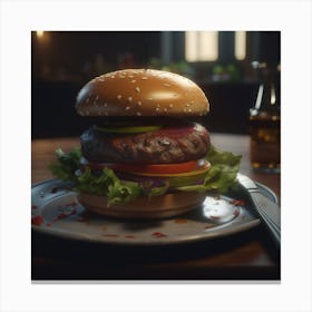 Burger On A Plate 119 Canvas Print