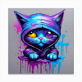 Purple Cat With Blue Eyes 7 Canvas Print