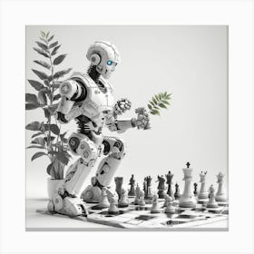 Robot Playing Chess Canvas Print