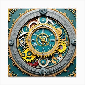 Timepiece Steampunk Cubism Style Canvas Print