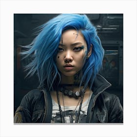 Blue Haired Girl 1 Canvas Print