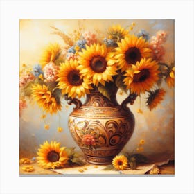 Sunflowers In A Vase 3 Canvas Print