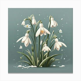 Flowers of Snowdrops, Vector art Canvas Print