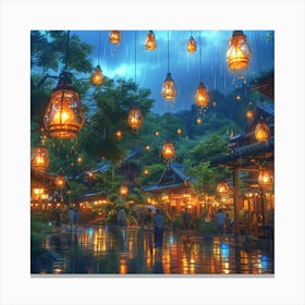 Lanterns In The Rain Canvas Print