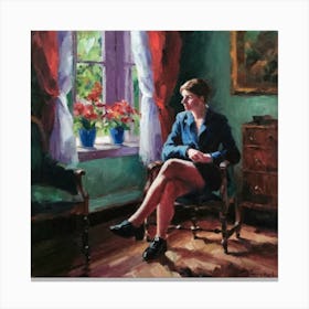 Girl In A Chair Canvas Print