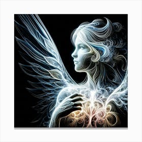 Angel Beauty In White Glowing Lines Creative Illustration 1 Canvas Print