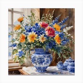 Blue And White Vase Canvas Print