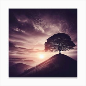 Lone Tree On A Hill 1 Canvas Print