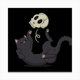 Skull Black Cat Canvas Print