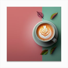 Coffee Cup With Autumn Leaves Canvas Print