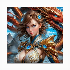 Girl With A Dragon ugh Canvas Print