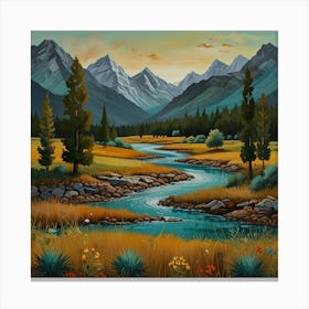 River In The Mountains Canvas Print