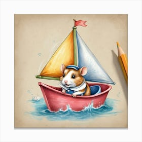 Hamster In A Boat 3 Canvas Print