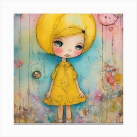 Little Girl In Yellow Dress Canvas Print