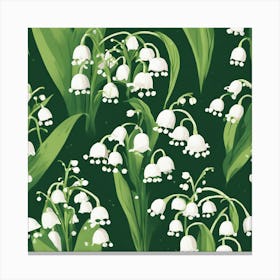 Lily of the Valley Modern-Retro White and Green Wild Flower 1 Canvas Print