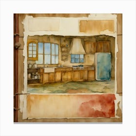 Watercolor Of A Kitchen 3 Canvas Print