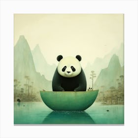 Panda In A Boat Canvas Print