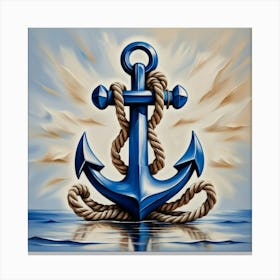 Ship anchor, Ropes, Oil painting 6 Canvas Print