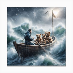 Teddy Bears In The Storm Canvas Print