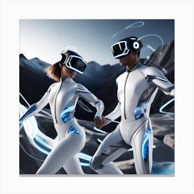 Two People In Vr Gear Canvas Print