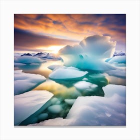 Icebergs At Sunset 25 Canvas Print