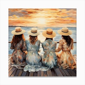Three Friends At Sunset Canvas Print
