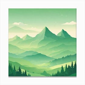 Misty mountains background in green tone 208 Canvas Print