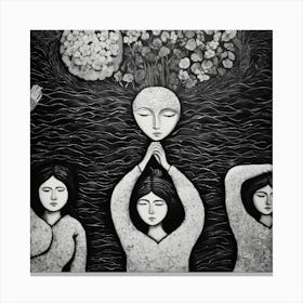 Three Women Praying Canvas Print