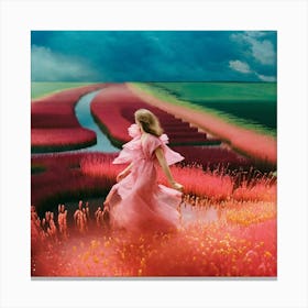 Girl In A Pink Dress Canvas Print