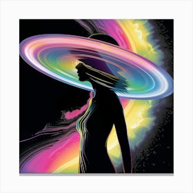 Woman Saturn Hat, pink and yellow, Psychedelic, artwork Print Canvas Print