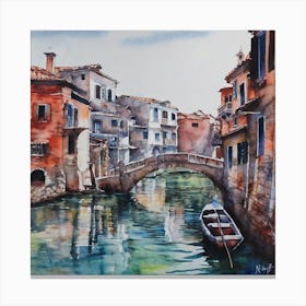the Ponte d'Alto in the canal of Venice, Italy Canvas Print